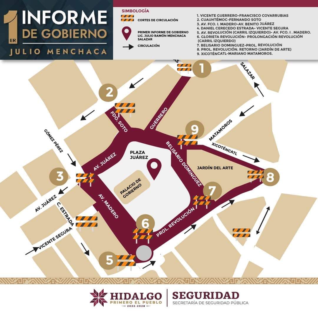 Calles cerradas por 1 er informe